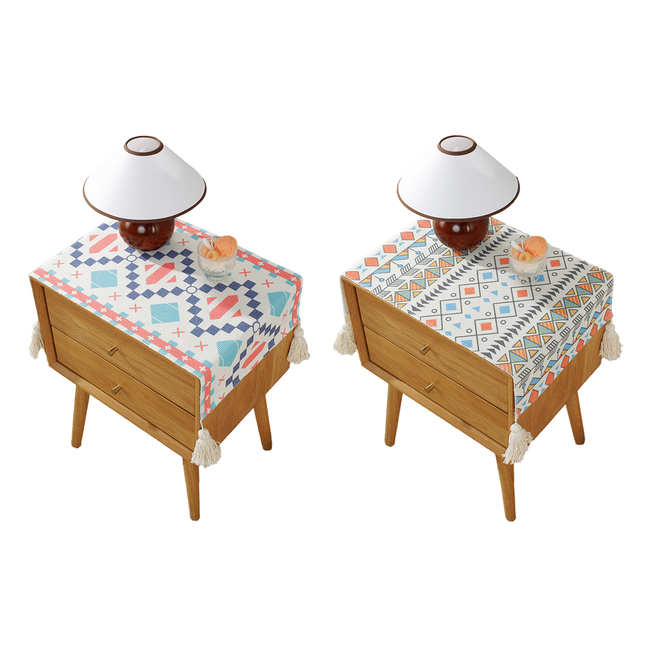 Bedside Table Cover Dustproof Tassel Tablecloth Decorative Nightstand Desk Protector