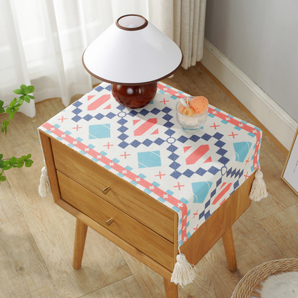 Bedside Table Cover Dustproof Tassel Tablecloth Decorative Nightstand Desk Protector