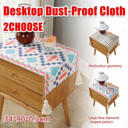 Bedside Table Cover Dustproof Tassel Tablecloth Decorative Nightstand Desk Protector