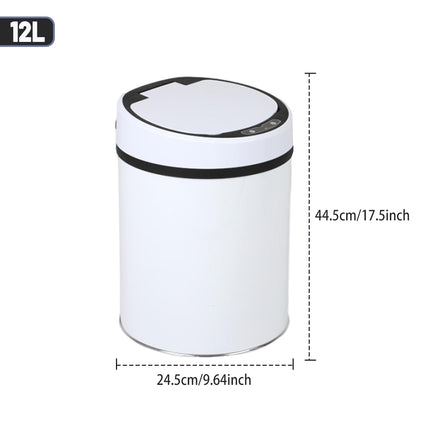 Sensor Trash Bin 12L Automatic Motion Rubbish Can White for Kitchen Home Use