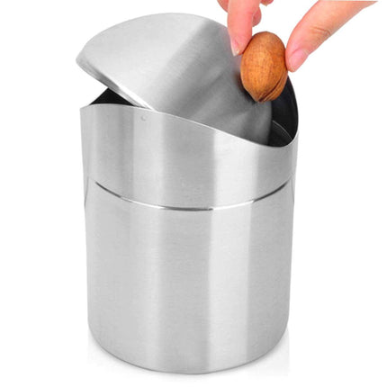 Stainless Steel Mini Desktop Wastebasket Organizer Compact Waste Bin for Office