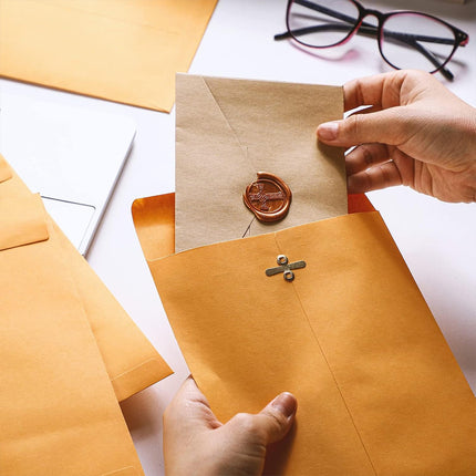 Yellow Kraft Paper Envelope 120gsm Metal Clasp Mailing Documents Office Use