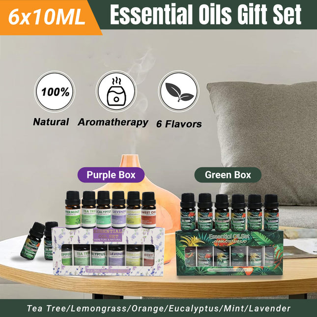 6 PCS Water Soluble Plant Aromatherapy Essential Oil for Diffuser 10ml Bottles