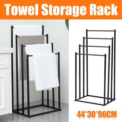 4 Bar Metal Vertical Towel Storage Rack 44x30x96cm Durable for Bathroom Bedroom
