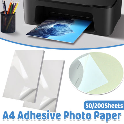 50/200Sheets A4 Adhesive Photo Paper 135 for Inkjet Printer Scrapbook
