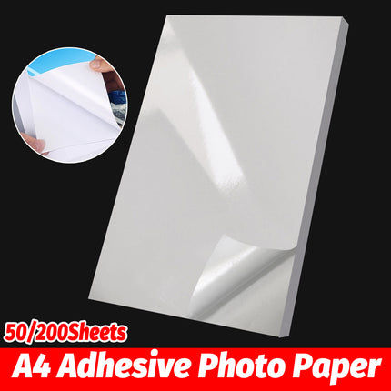 50/200Sheets A4 Adhesive Photo Paper 150GSM for Inkjet Printer Scrapbook