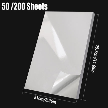 50/200Sheets A4 Adhesive Photo Paper 150GSM for Inkjet Printer Scrapbook