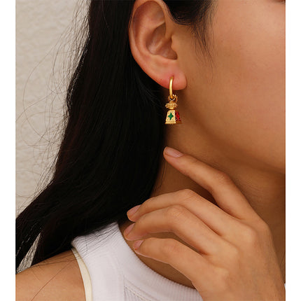 Coloured Enamel Earrings Vintage Dangle Hoop Drop Floral Butterfly Geometric Charm