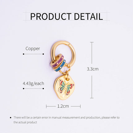 Coloured Enamel Earrings Vintage Dangle Hoop Drop Floral Butterfly Geometric Charm
