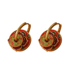 Coloured Enamel Earrings Vintage Dangle Hoop Drop Floral Butterfly Geometric Charm