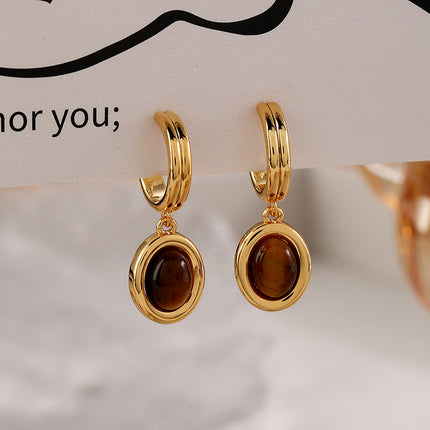 Simple Fashion Brown Necklace and Vintage Earrings for Women Elegant Jewelry