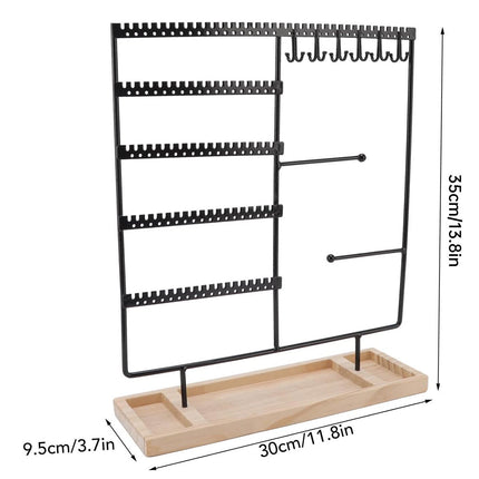 Jewelry Display Stand With Wooden Base Detachable Rack For Earrings Necklace