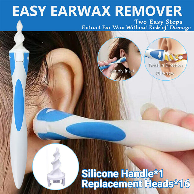 Ear Cleaner with Spiral Silicone Tips for Wax Removal Soft Swab Tool 1 or 2 Set