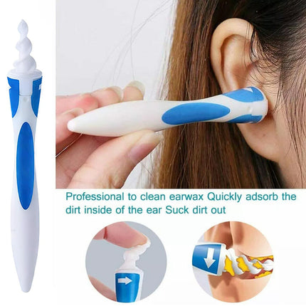 Ear Cleaner with Spiral Silicone Tips for Wax Removal Soft Swab Tool 1 or 2 Set