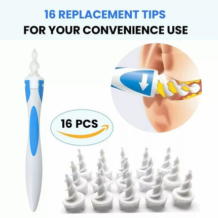 Ear Cleaner with Spiral Silicone Tips for Wax Removal Soft Swab Tool 1 or 2 Set