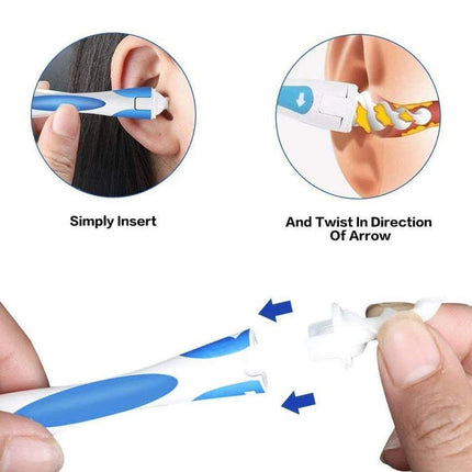 Ear Cleaner with Spiral Silicone Tips for Wax Removal Soft Swab Tool 1 or 2 Set