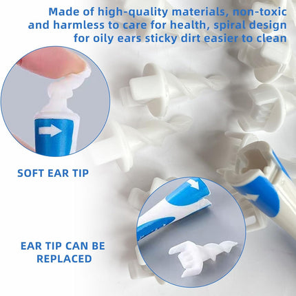 Ear Cleaner with Spiral Silicone Tips for Wax Removal Soft Swab Tool 1 or 2 Set