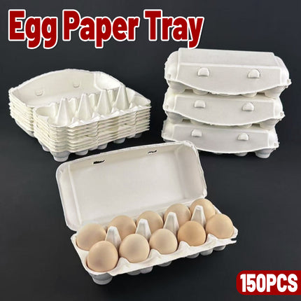 150PCS Paper Egg Tray 10 Slot Molded Pulp Leak-Proof for Egg Packaging Use
