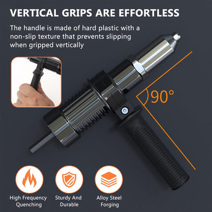 Electric Rivet Nut Gun Adapter Cordless Drill Tool Kit with 4 Nozzles Durable