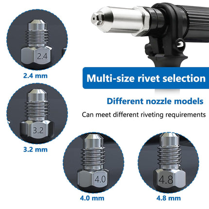 Electric Rivet Nut Gun Adapter Cordless Drill Tool Kit with 4 Nozzles Durable