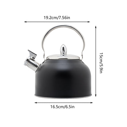 Stainless Steel Whistling Kettle with Black Foldable Handle for Home Kitchen