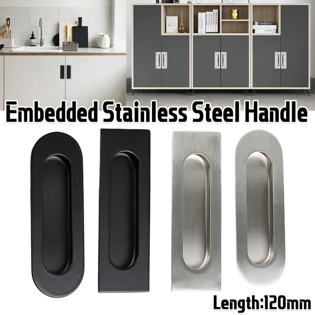 Stainless Steel Hidden Handle Cabinet Drawer Concealed Pull Built In Invisible