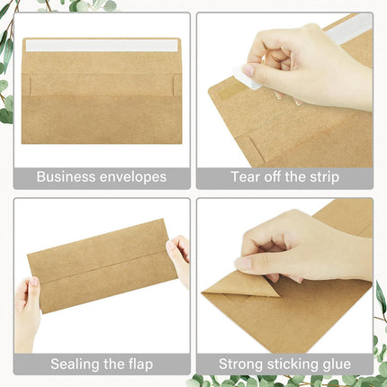 100Pcs Blank Kraft Paper Self Adhesive Business Envelope Mailing PeelSeal Use
