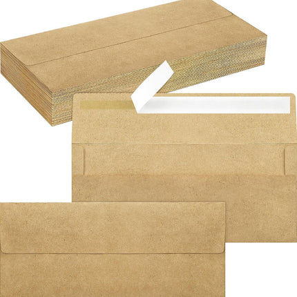 100Pcs Blank Kraft Paper Self Adhesive Business Envelope Mailing PeelSeal Use
