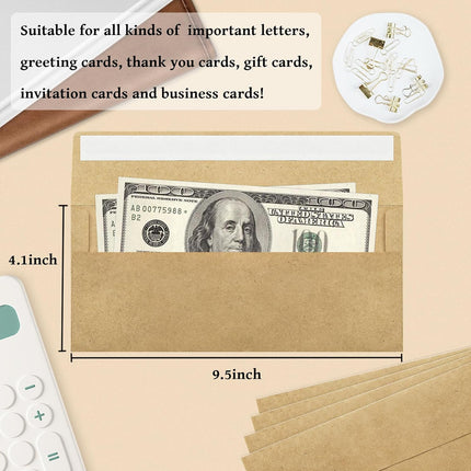 100Pcs Blank Kraft Paper Self Adhesive Business Envelope Mailing PeelSeal Use