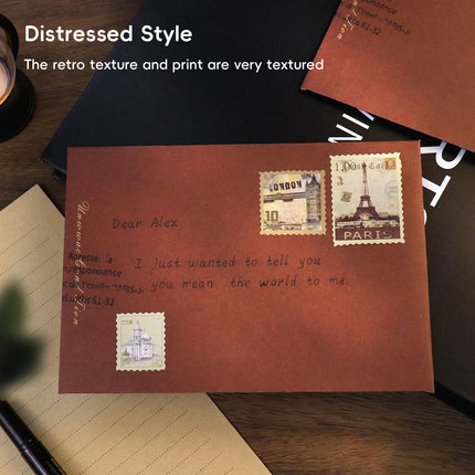 50PCS Vintage Kraft Paper Envelopes Self-Adhesive Durable for Invitations Use
