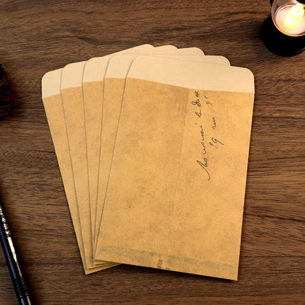 50PCS Vintage Kraft Paper Envelopes Self-Adhesive Durable for Invitations Use