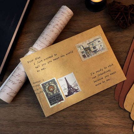 50PCS Vintage Kraft Paper Envelopes Self-Adhesive Durable for Invitations Use