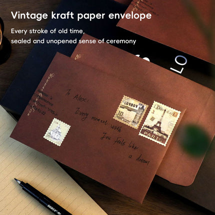 50PCS Vintage Kraft Paper Envelopes Self-Adhesive Durable for Invitations Use