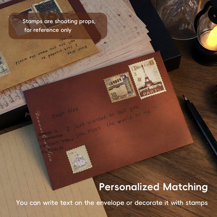 50PCS Vintage Kraft Paper Envelopes Self-Adhesive Durable for Invitations Use