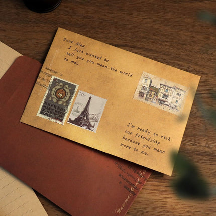 50PCS Vintage Kraft Paper Envelopes Self-Adhesive Durable for Invitations Use