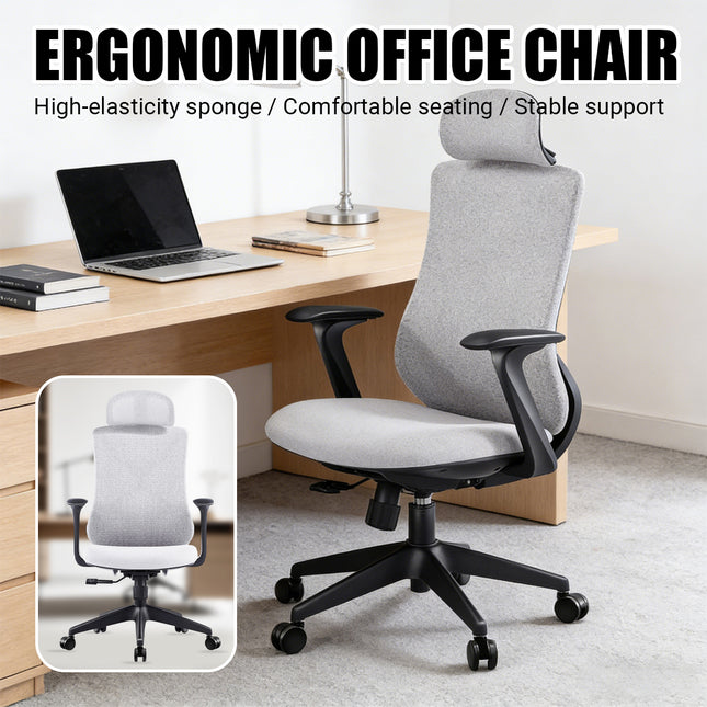 Ergonomic Office Chair S-Shaped Comfort High Elastic Foam Breathable Adjustable