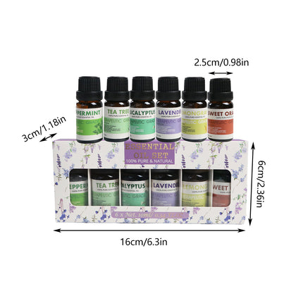 6 PCS Water Soluble Plant Aromatherapy Essential Oil for Diffuser 10ml Bottles