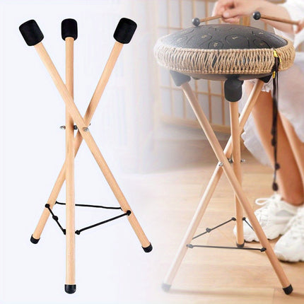 Hand Drum Stand Wooden Foldable Tripod Non Slip Music Practice Performance 60cm