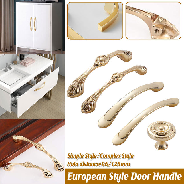 Pure Copper European Brass Drawer Handle Gold Cabinet Door Pull Wardrobe Knob