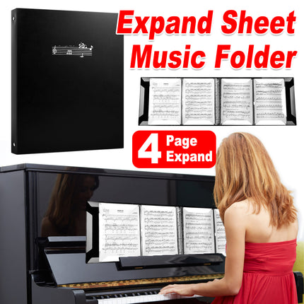 A4 Piano 4 Page Music Sheet Folder Binder Replaceable Inner Core Durable Use