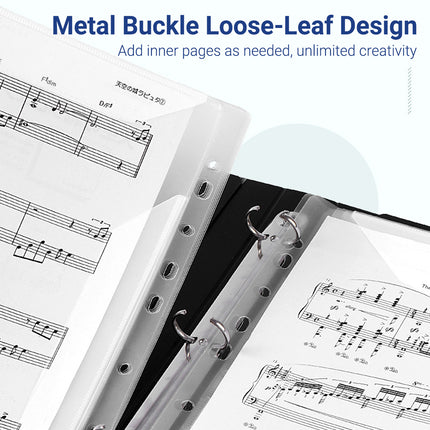 A4 Piano 4 Page Music Sheet Folder Binder Replaceable Inner Core Durable Use