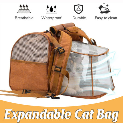 Expandable Cat Backpack Large Space Breathable Pet Carrier Capsule Travel Bag