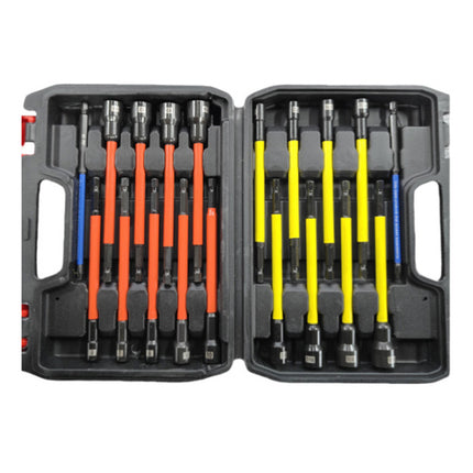 19PCS 6-14mm Secure Nut Driver Socket Set Durable for Car Bike Repair Use