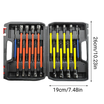 19PCS 6-14mm Secure Nut Driver Socket Set Durable for Car Bike Repair Use