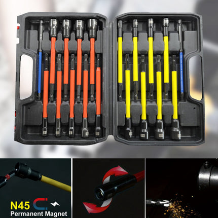 19PCS 6-14mm Secure Nut Driver Socket Set Durable for Car Bike Repair Use