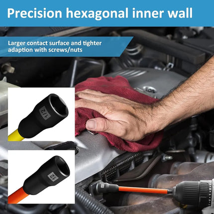 19PCS 6-14mm Secure Nut Driver Socket Set Durable for Car Bike Repair Use