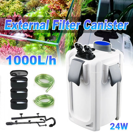 Aquarium Filter Canister 1000L/H External Fish Tank Oxygen Pump Water Filtration