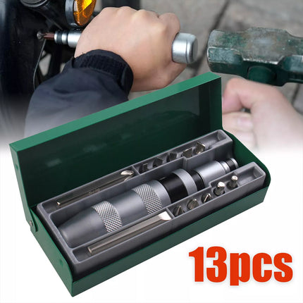 Impact Hand Screwdriver Driver Socket Set 13pcs Phillips Hex Trox Star Flat Bits