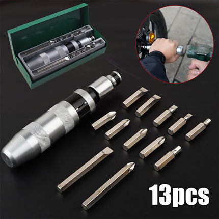Impact Hand Screwdriver Driver Socket Set 13pcs Phillips Hex Trox Star Flat Bits