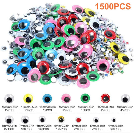 1500pcs Craft Supplies DIY Adhesive Eyes Stickers Handmade Decorations Projects